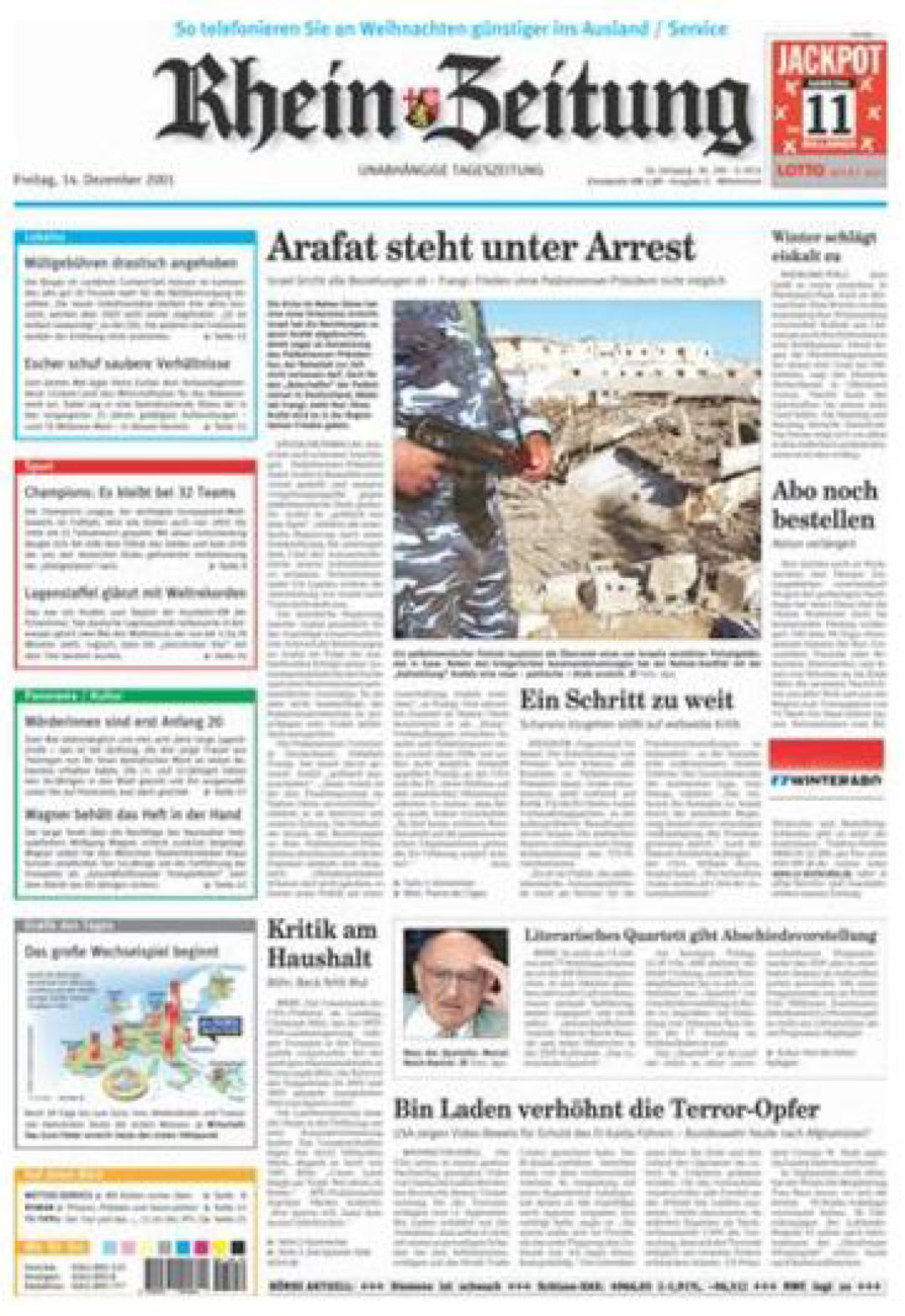 Rhein-Zeitung Kreis Cochem-Zell vom Freitag, 14.12.2001