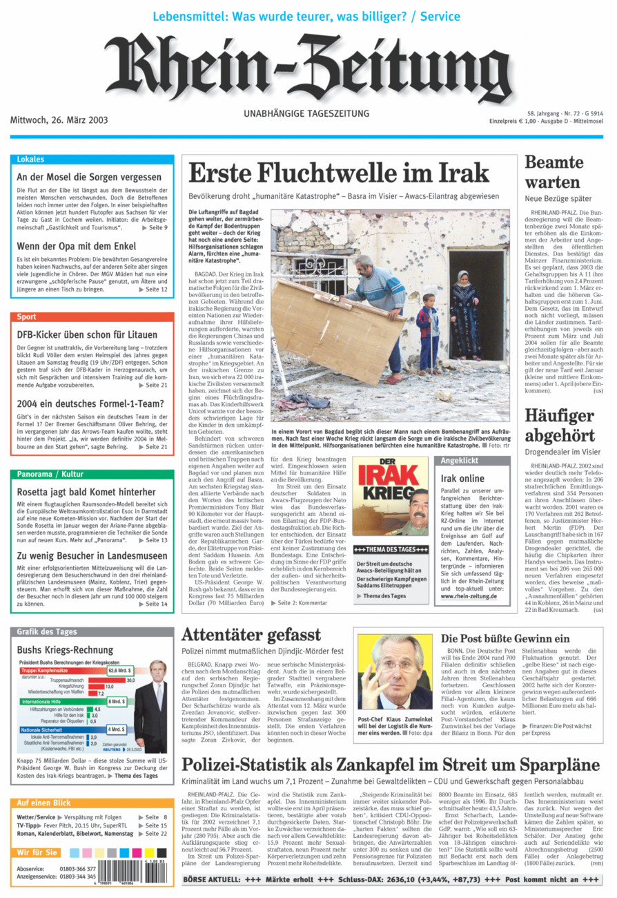 Rhein-Zeitung Kreis Cochem-Zell vom Mittwoch, 26.03.2003
