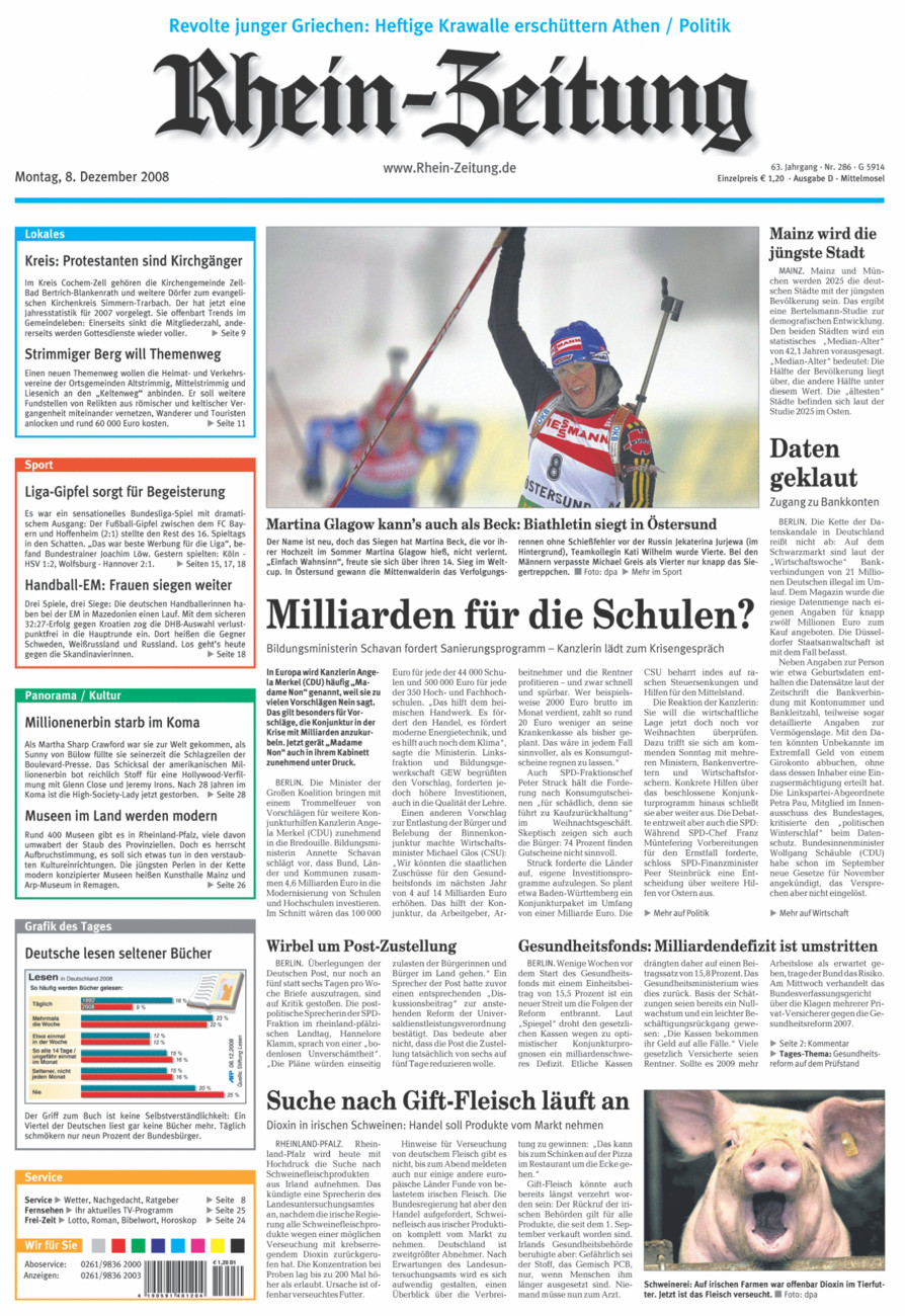 Rhein-Zeitung Kreis Cochem-Zell vom Montag, 08.12.2008