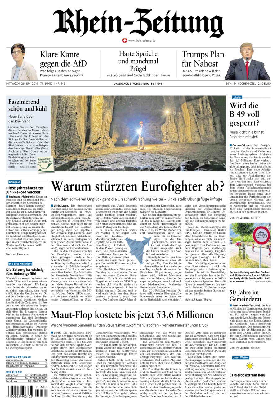 Rhein-Zeitung Kreis Cochem-Zell vom Mittwoch, 26.06.2019
