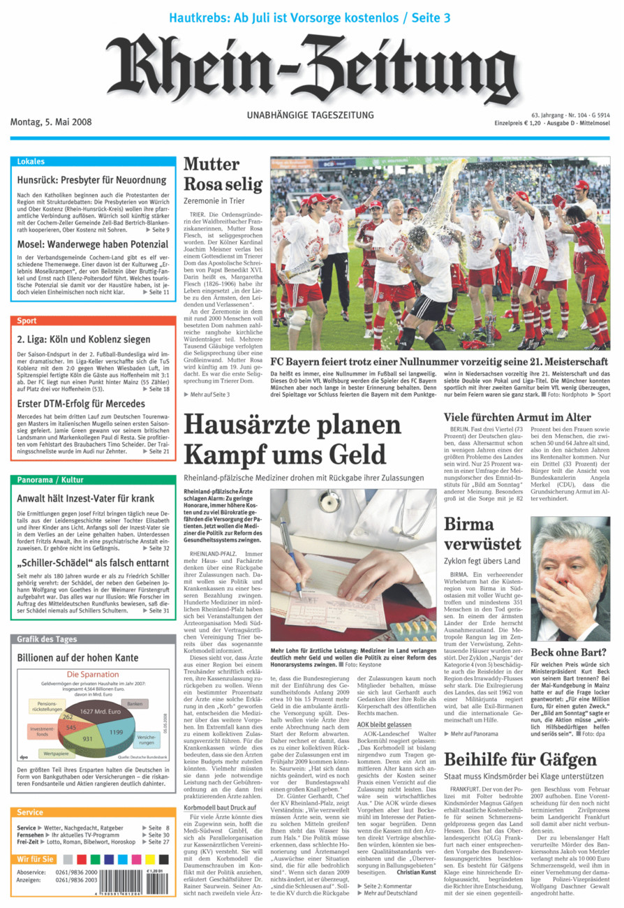 Rhein-Zeitung Kreis Cochem-Zell vom Montag, 05.05.2008