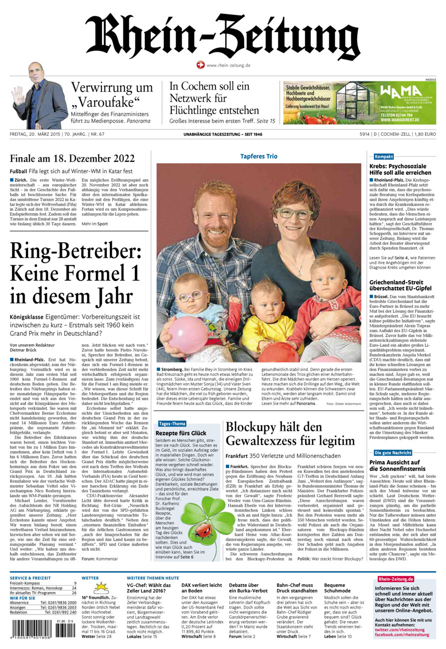 Rhein-Zeitung Kreis Cochem-Zell vom Freitag, 20.03.2015