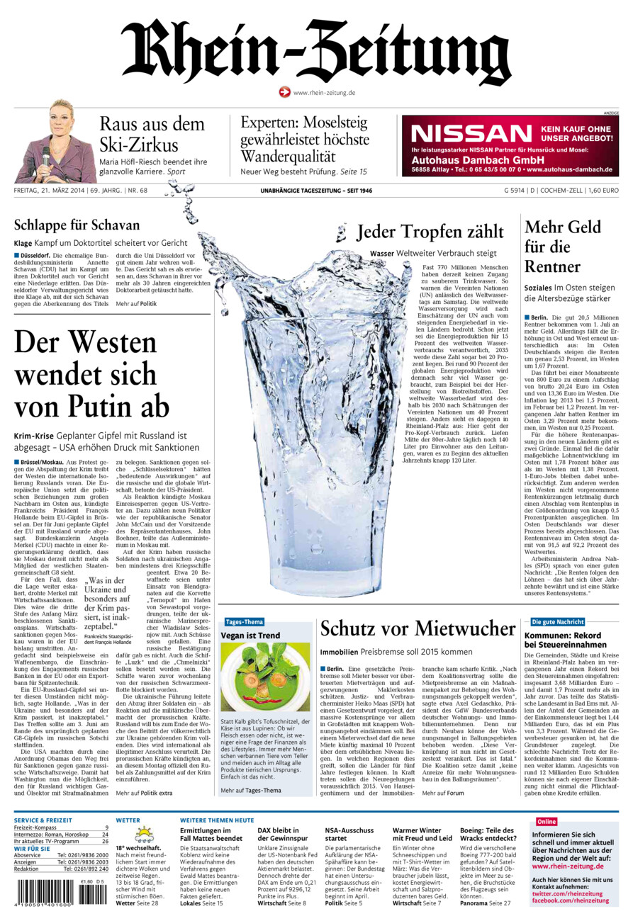 Rhein-Zeitung Kreis Cochem-Zell vom Freitag, 21.03.2014