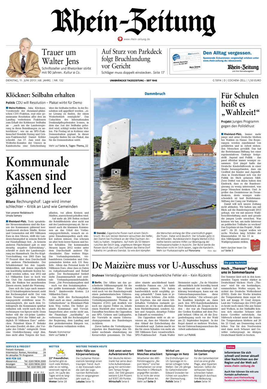 Rhein-Zeitung Kreis Cochem-Zell vom Dienstag, 11.06.2013