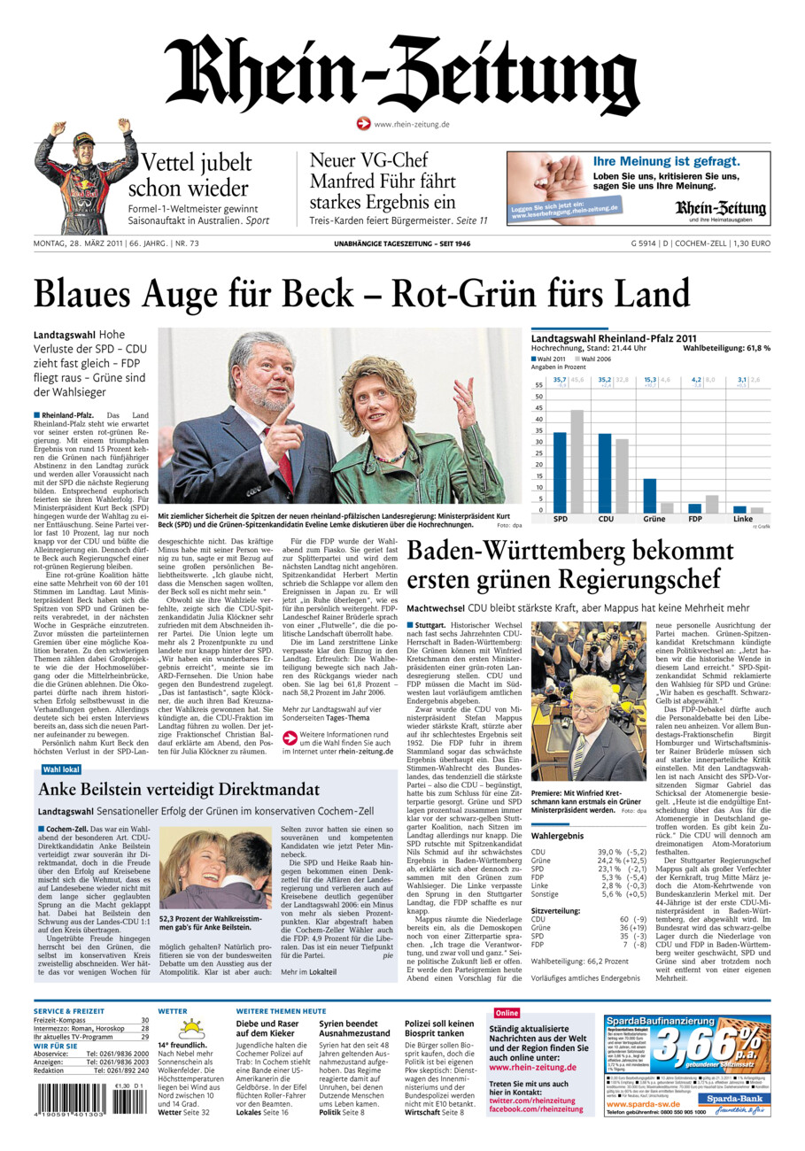 Rhein-Zeitung Kreis Cochem-Zell vom Montag, 28.03.2011