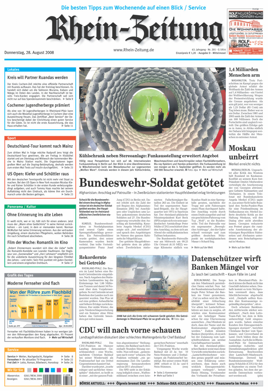 Rhein-Zeitung Kreis Cochem-Zell vom Donnerstag, 28.08.2008