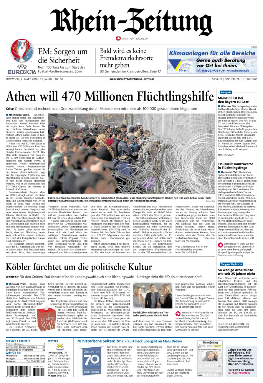 Rhein-Zeitung Kreis Cochem-Zell vom Mittwoch, 02.03.2016