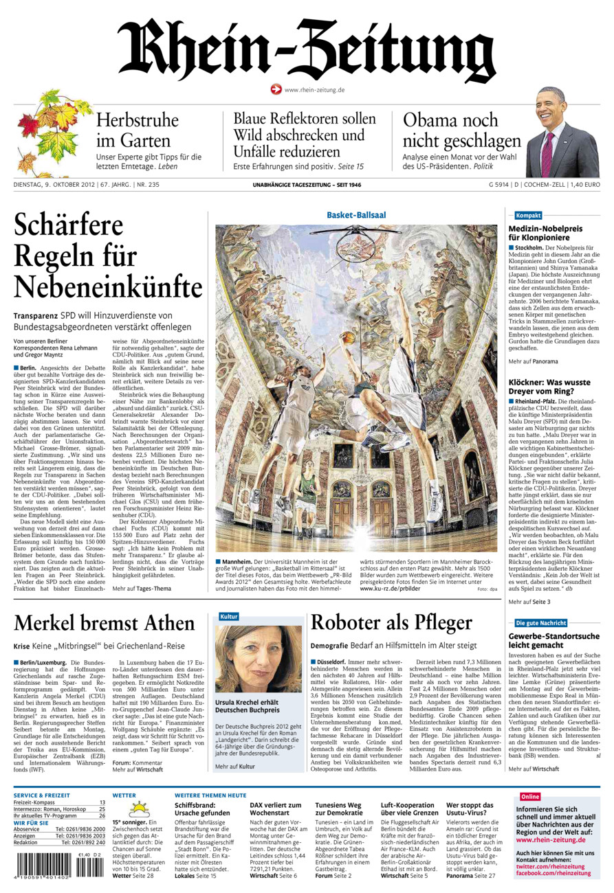 Rhein-Zeitung Kreis Cochem-Zell vom Dienstag, 09.10.2012