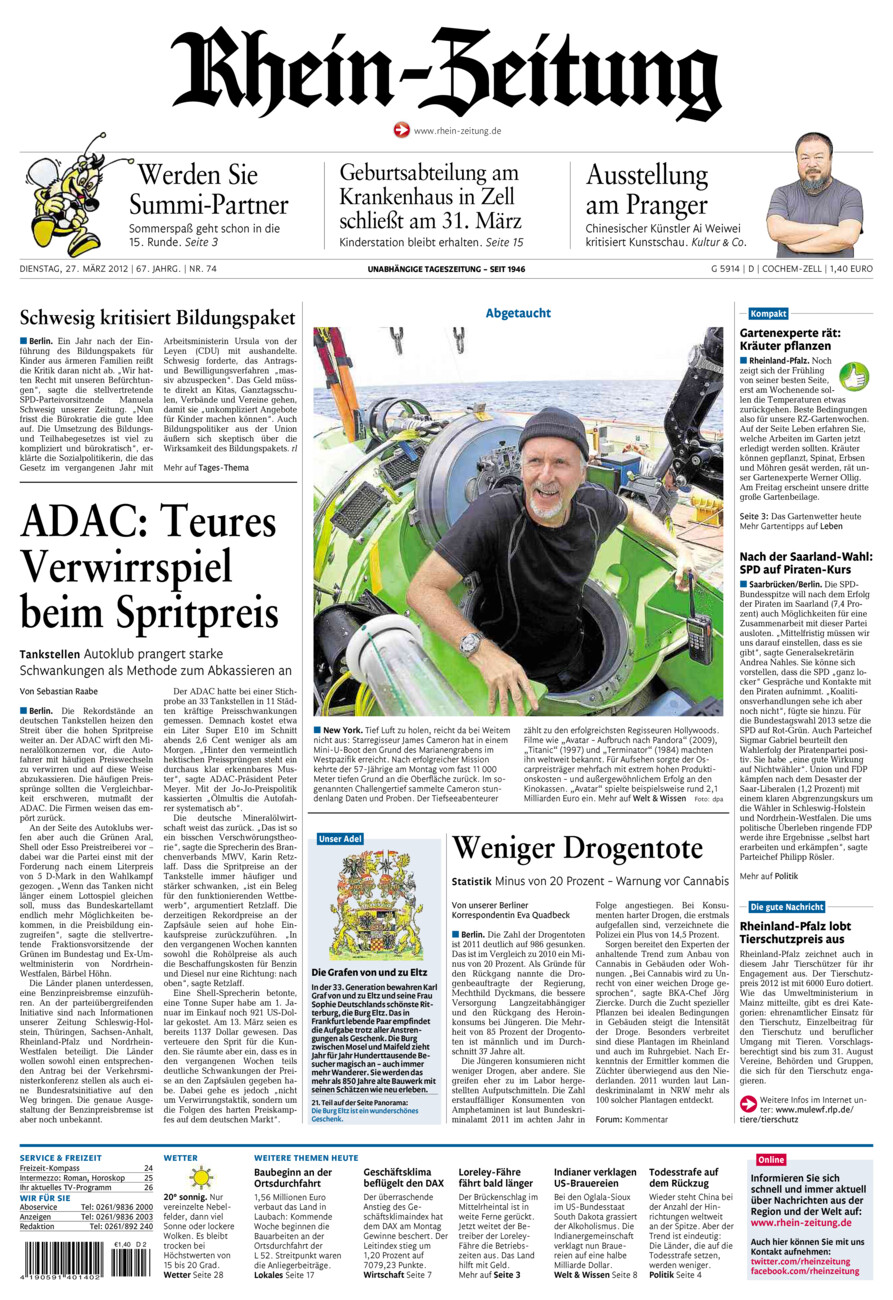 Rhein-Zeitung Kreis Cochem-Zell vom Dienstag, 27.03.2012