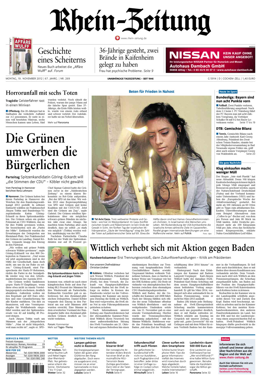 Rhein-Zeitung Kreis Cochem-Zell vom Montag, 19.11.2012