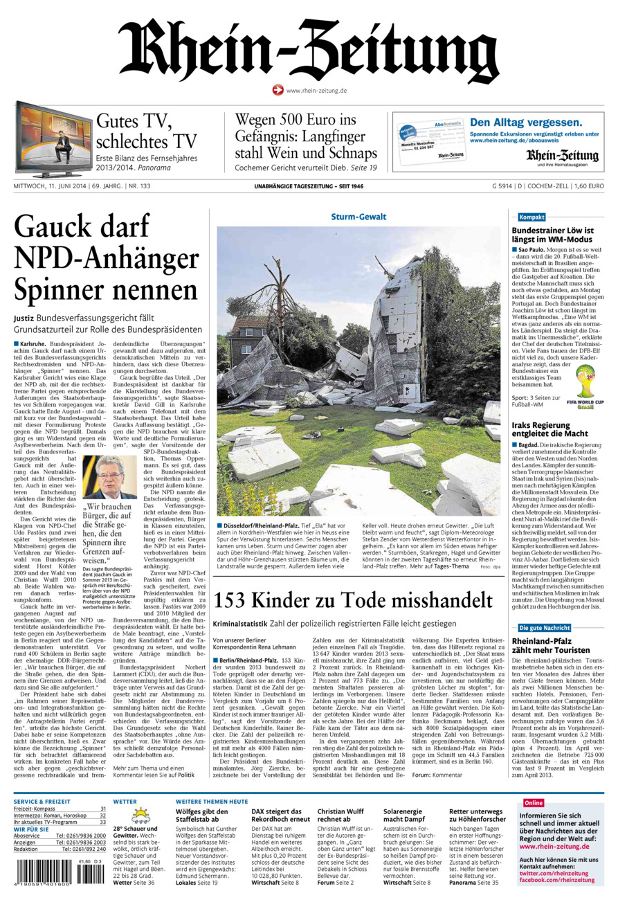 Rhein-Zeitung Kreis Cochem-Zell vom Mittwoch, 11.06.2014