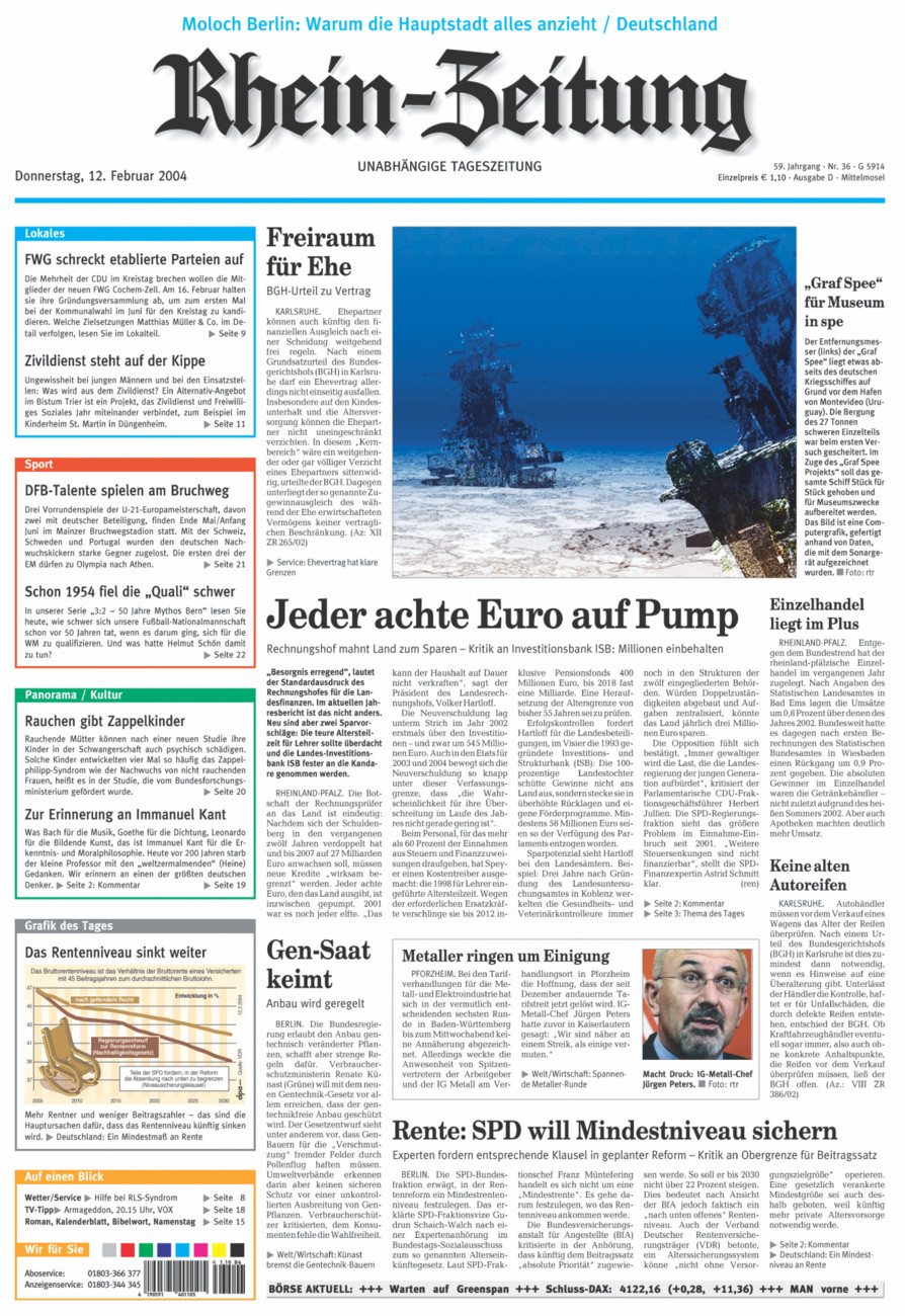 Rhein-Zeitung Kreis Cochem-Zell vom Donnerstag, 12.02.2004
