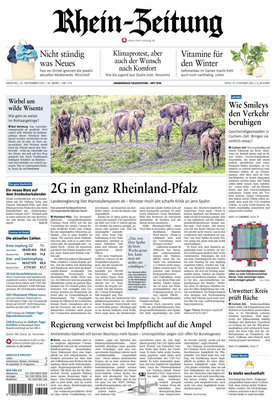 Rhein-Zeitung Kreis Cochem-Zell vom Dienstag, 23.11.2021
