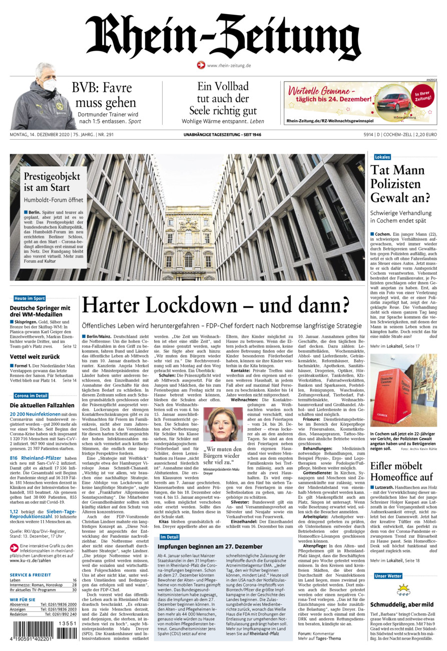 Rhein-Zeitung Kreis Cochem-Zell vom Montag, 14.12.2020