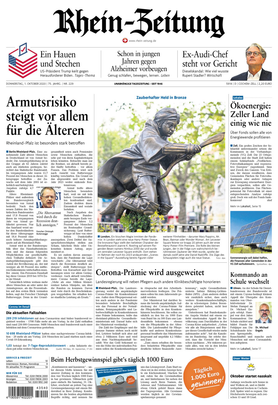 Rhein-Zeitung Kreis Cochem-Zell vom Donnerstag, 01.10.2020