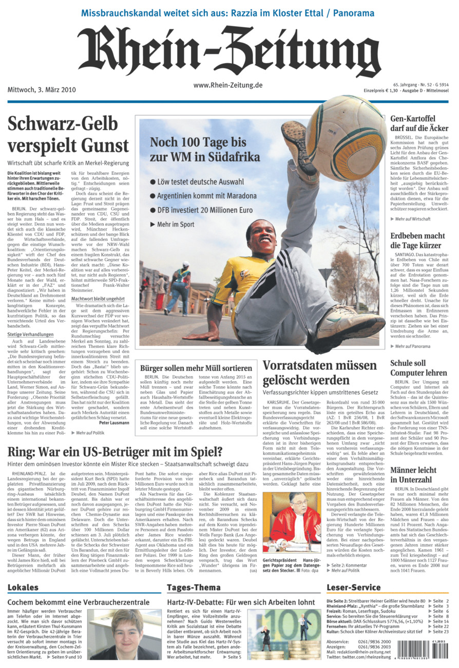 Rhein-Zeitung Kreis Cochem-Zell vom Mittwoch, 03.03.2010