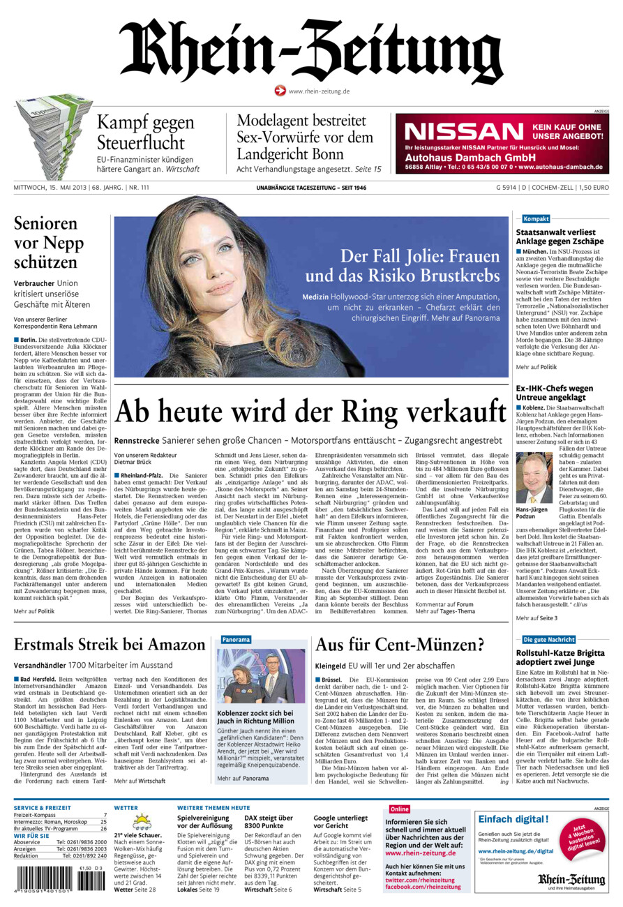 Rhein-Zeitung Kreis Cochem-Zell vom Mittwoch, 15.05.2013