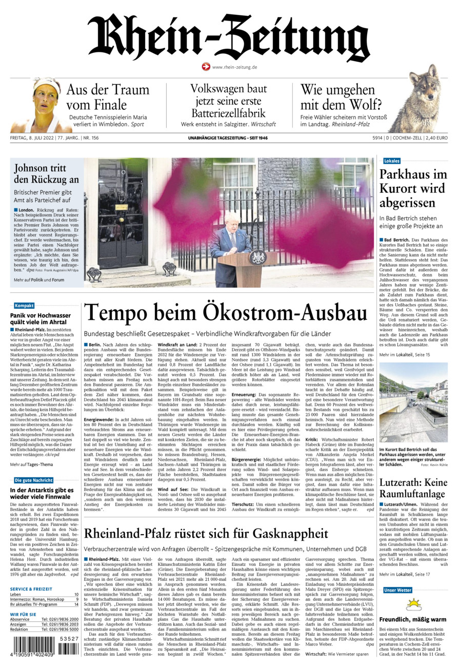 Rhein-Zeitung Kreis Cochem-Zell vom Freitag, 08.07.2022