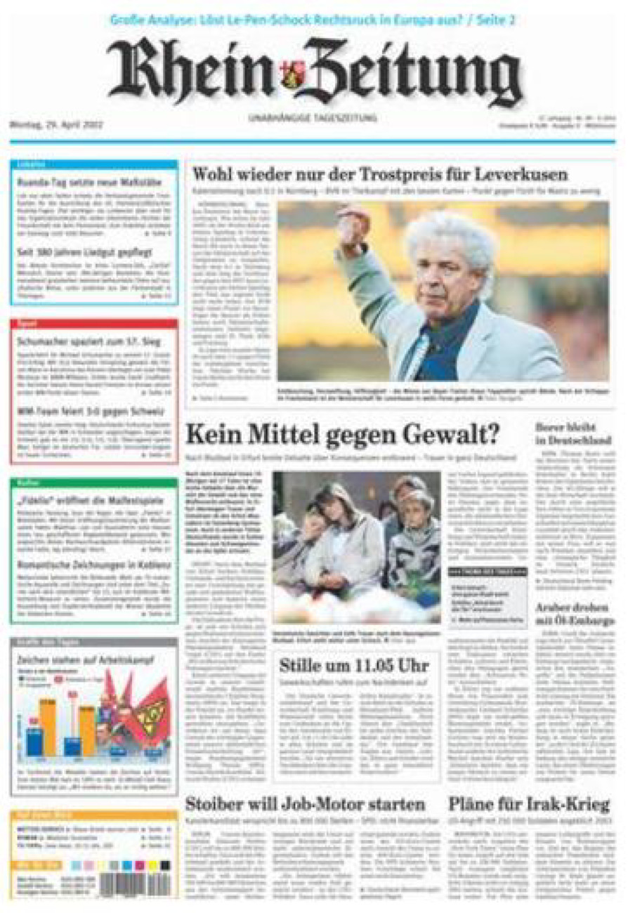 Rhein-Zeitung Kreis Cochem-Zell vom Montag, 29.04.2002