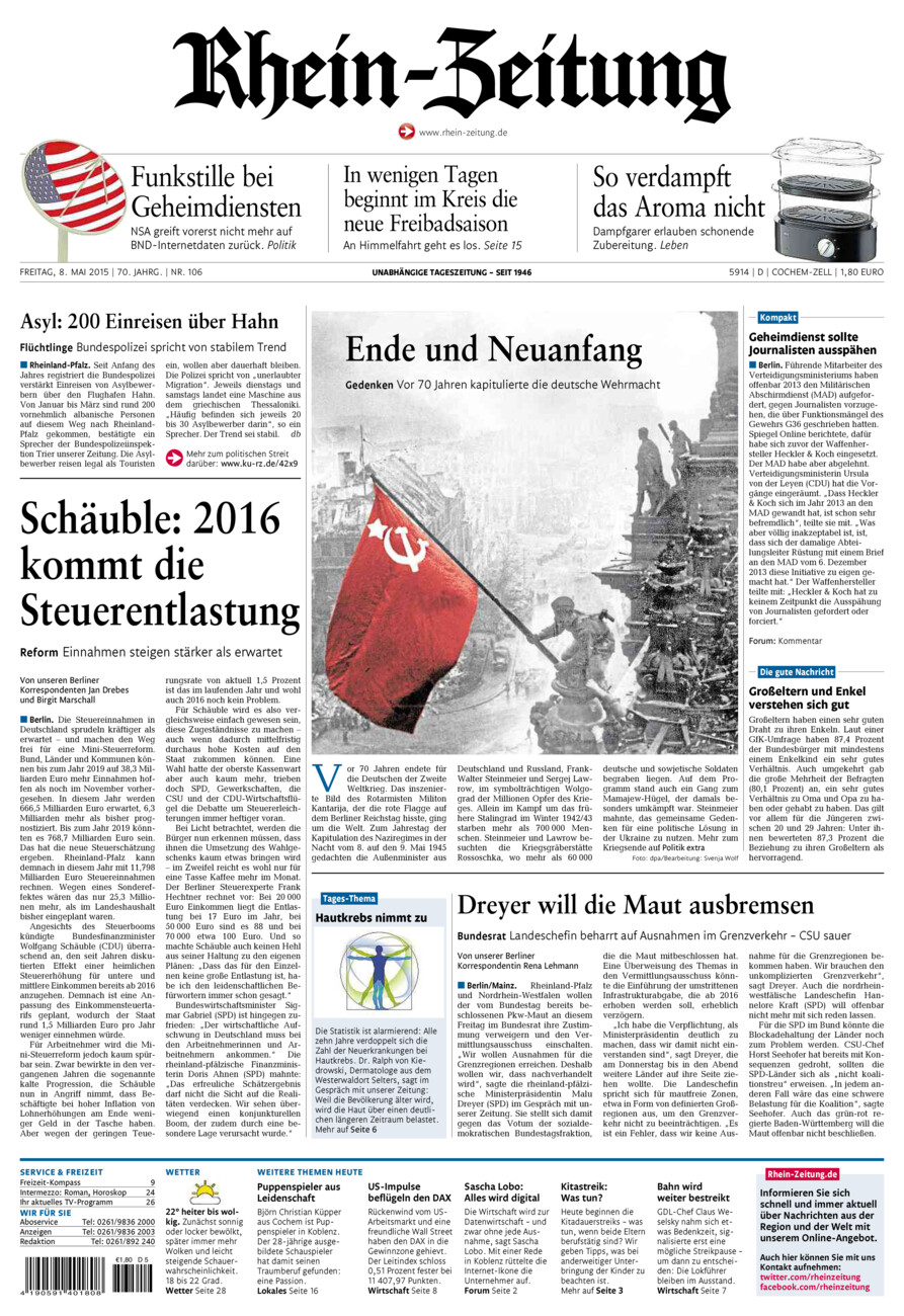 Rhein-Zeitung Kreis Cochem-Zell vom Freitag, 08.05.2015