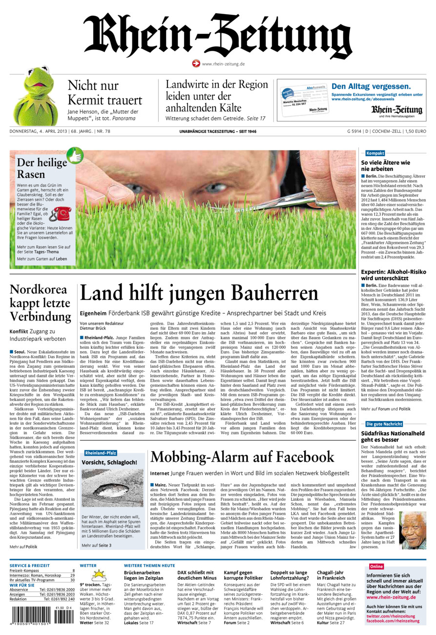 Rhein-Zeitung Kreis Cochem-Zell vom Donnerstag, 04.04.2013