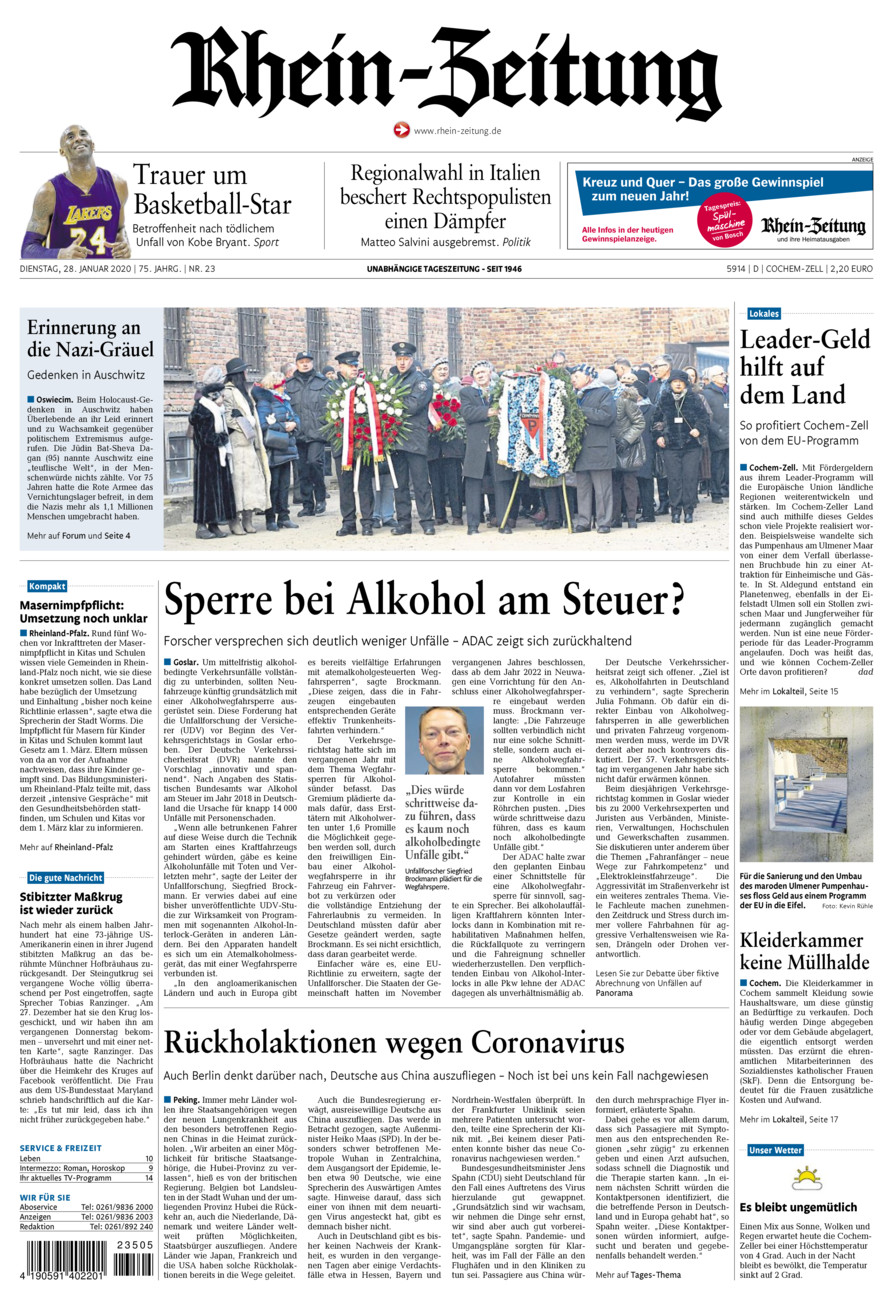 Rhein-Zeitung Kreis Cochem-Zell vom Dienstag, 28.01.2020