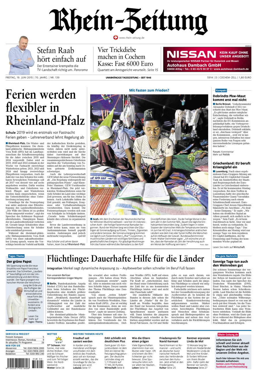 Rhein-Zeitung Kreis Cochem-Zell vom Freitag, 19.06.2015