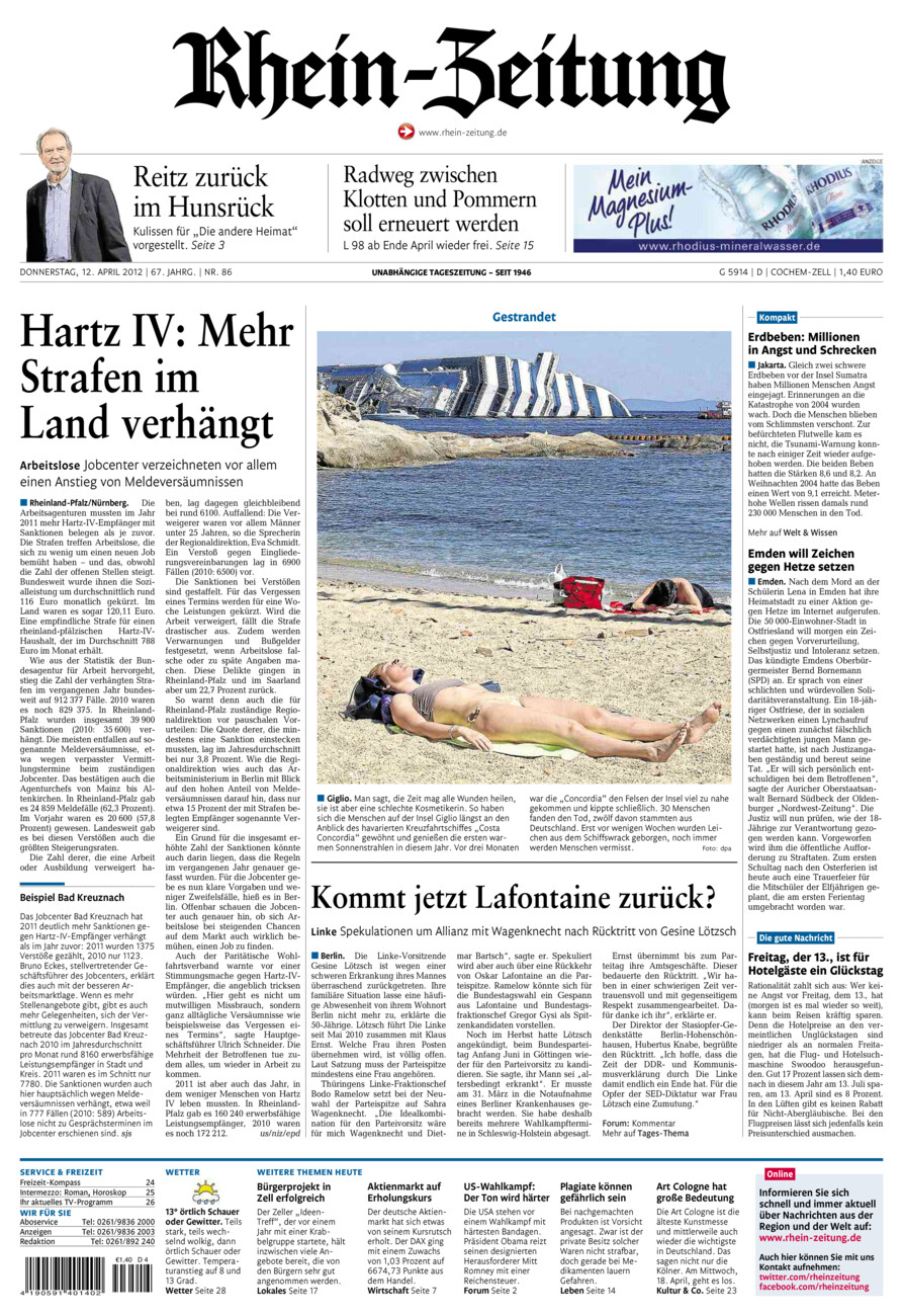 Rhein-Zeitung Kreis Cochem-Zell vom Donnerstag, 12.04.2012