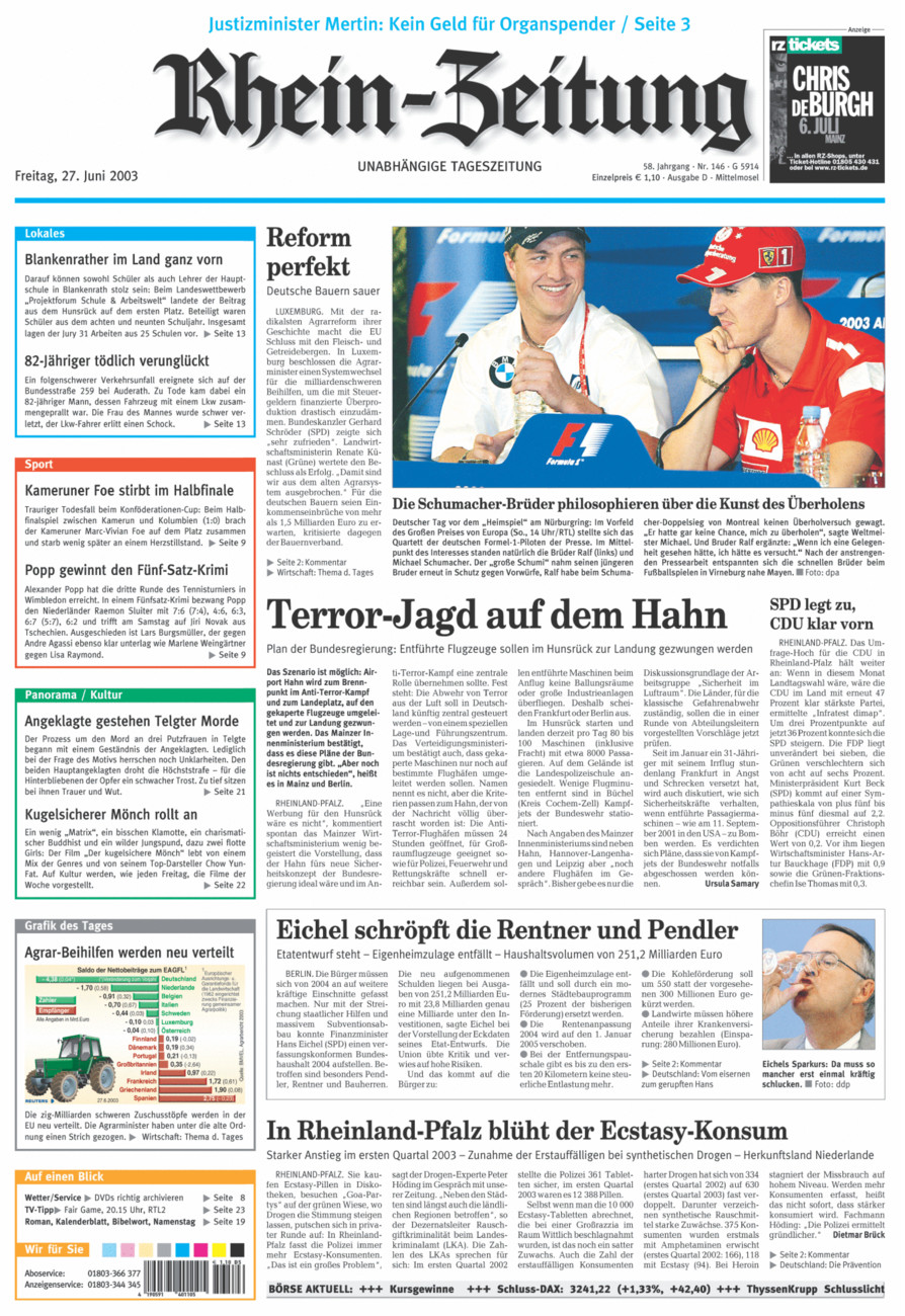 Rhein-Zeitung Kreis Cochem-Zell vom Freitag, 27.06.2003