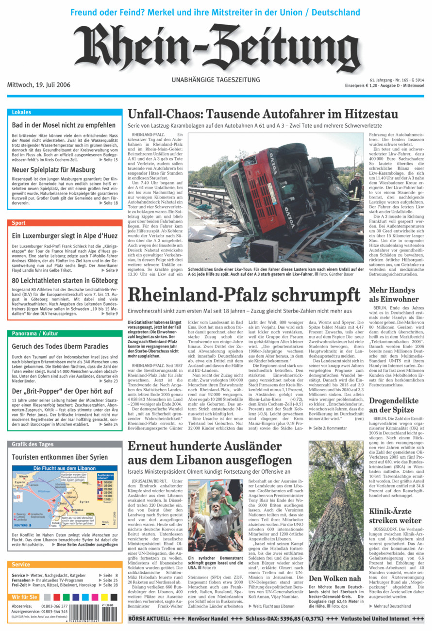 Rhein-Zeitung Kreis Cochem-Zell vom Mittwoch, 19.07.2006