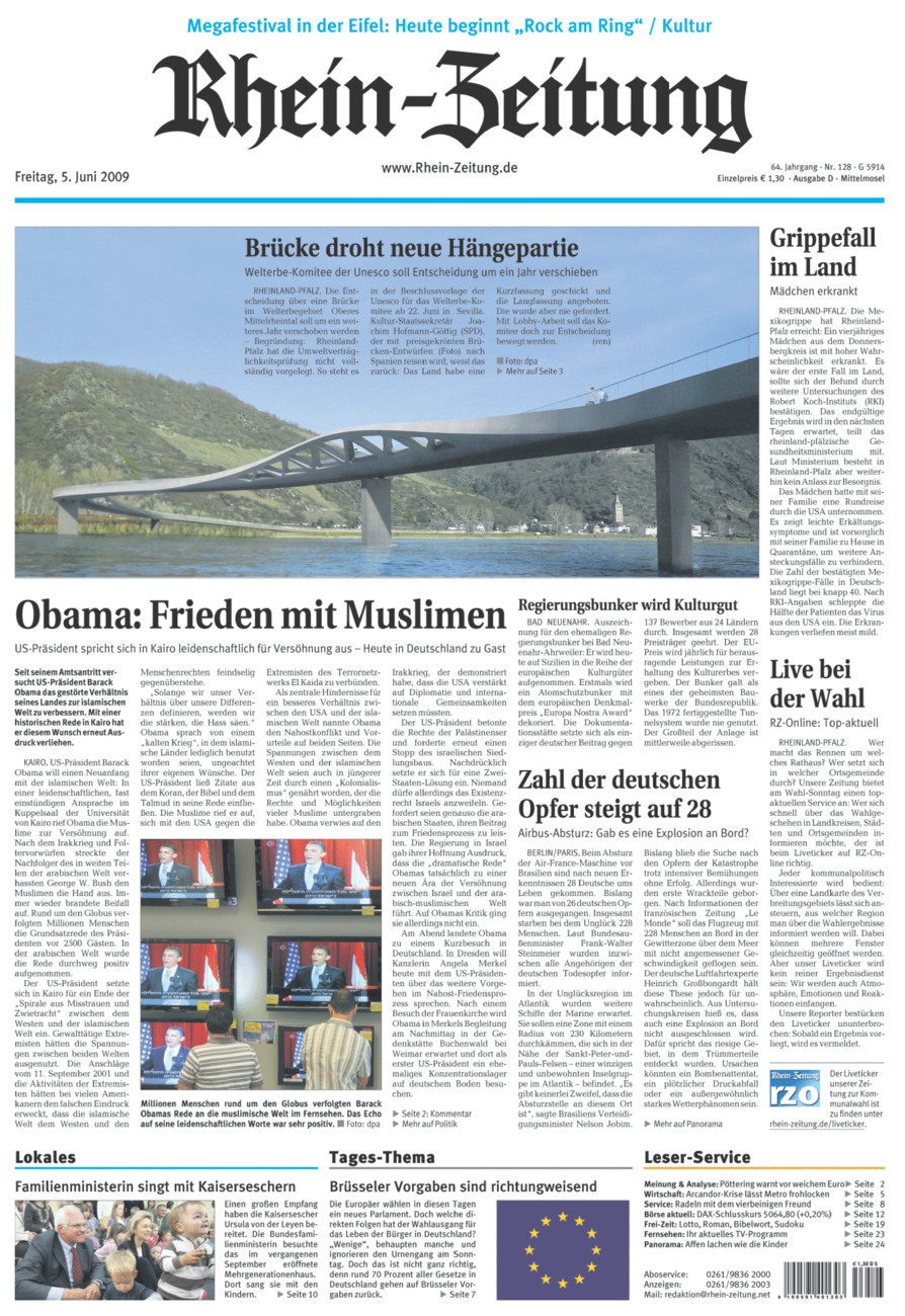 Rhein-Zeitung Kreis Cochem-Zell vom Freitag, 05.06.2009
