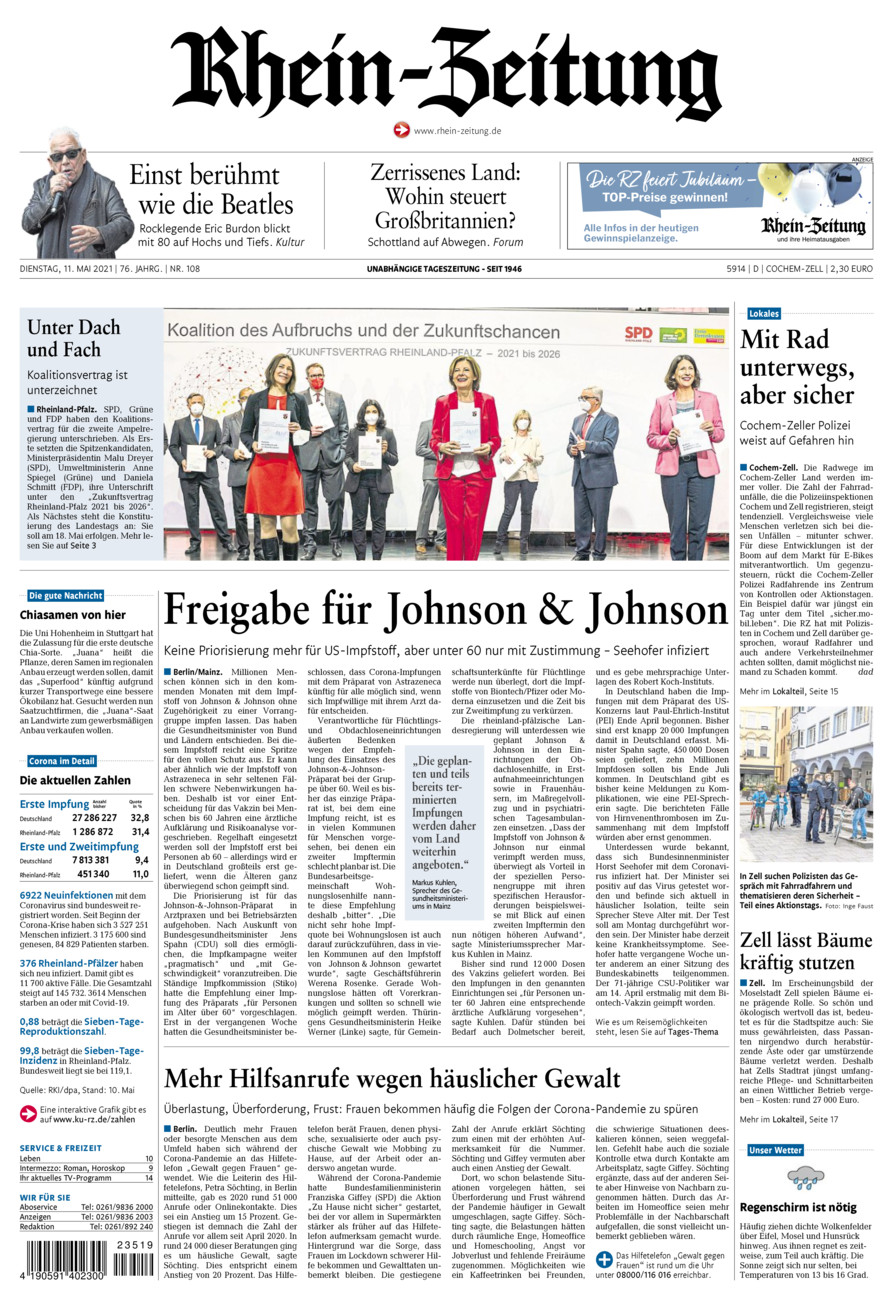 Rhein-Zeitung Kreis Cochem-Zell vom Dienstag, 11.05.2021