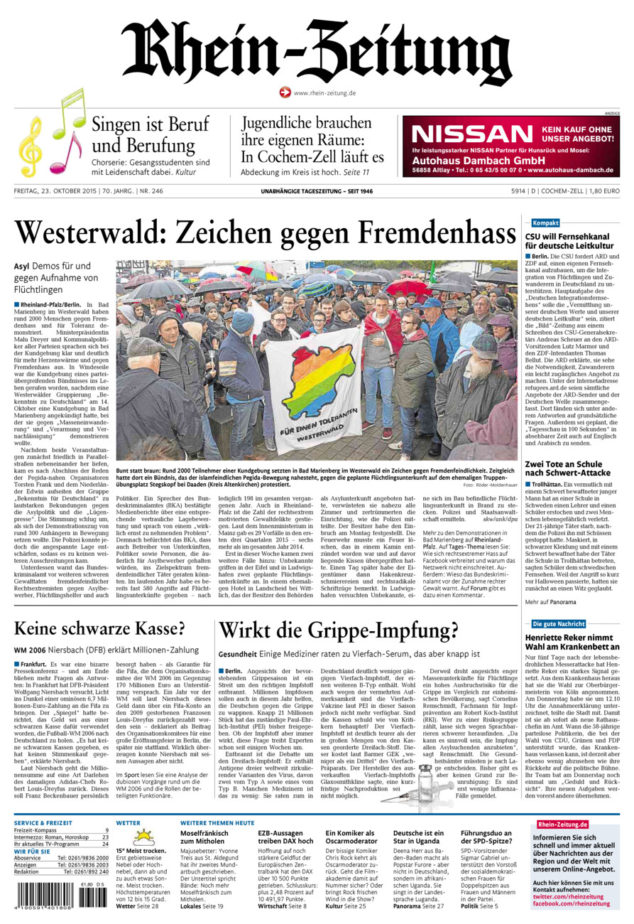 Rhein-Zeitung Kreis Cochem-Zell vom Freitag, 23.10.2015