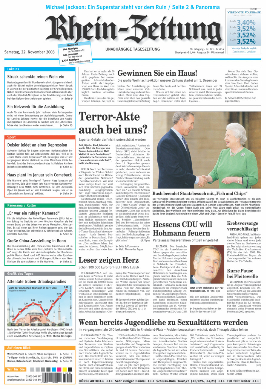 Rhein-Zeitung Kreis Cochem-Zell vom Samstag, 22.11.2003