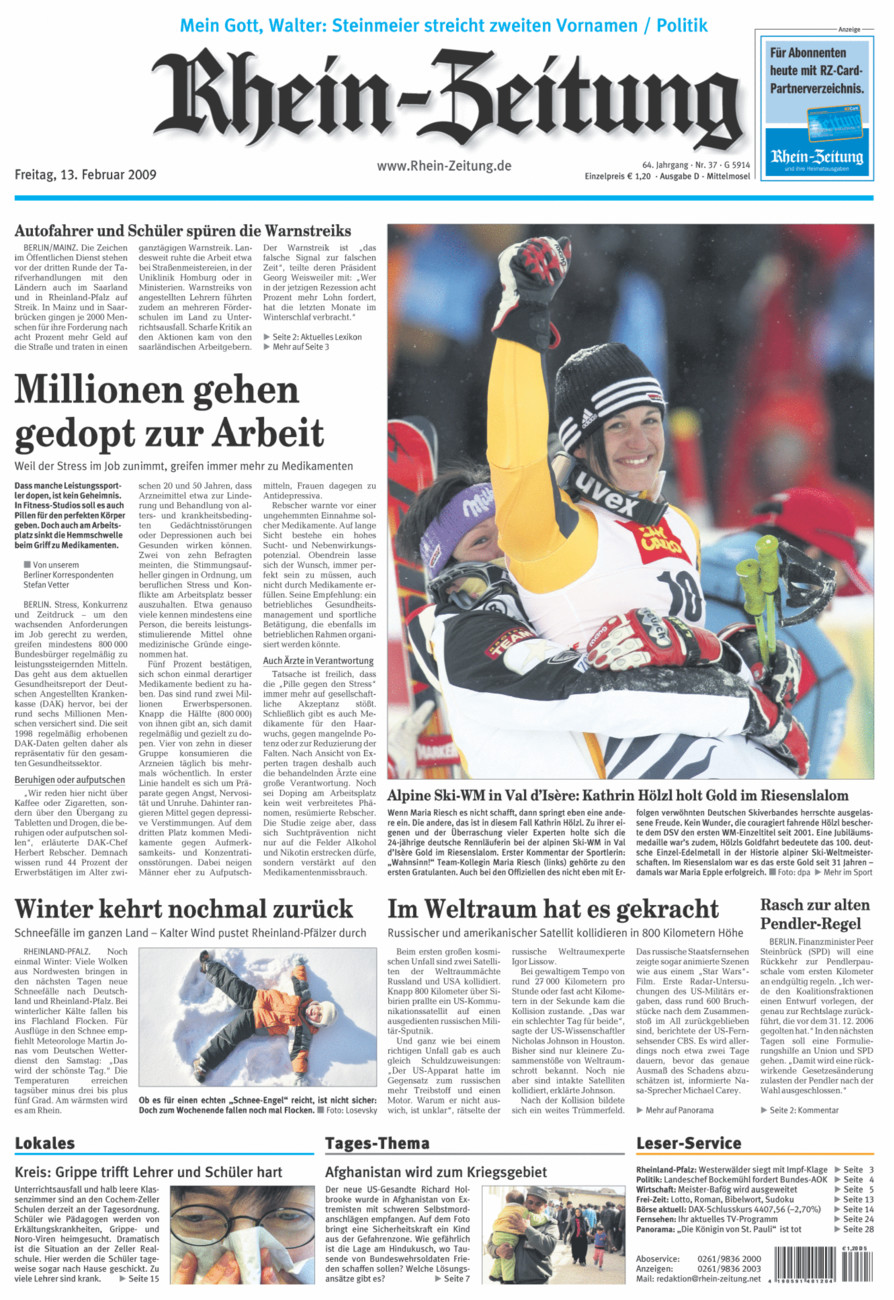 Rhein-Zeitung Kreis Cochem-Zell vom Freitag, 13.02.2009