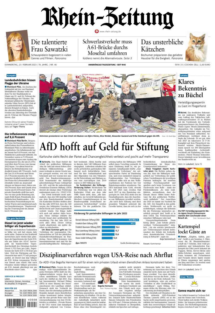 Rhein-Zeitung Kreis Cochem-Zell vom Donnerstag, 23.02.2023
