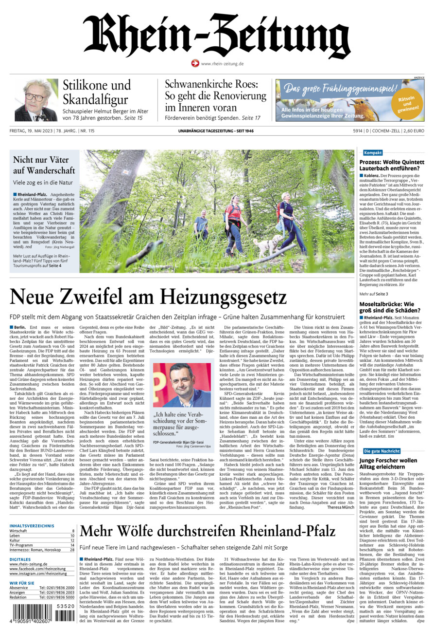 Rhein-Zeitung Kreis Cochem-Zell vom Freitag, 19.05.2023