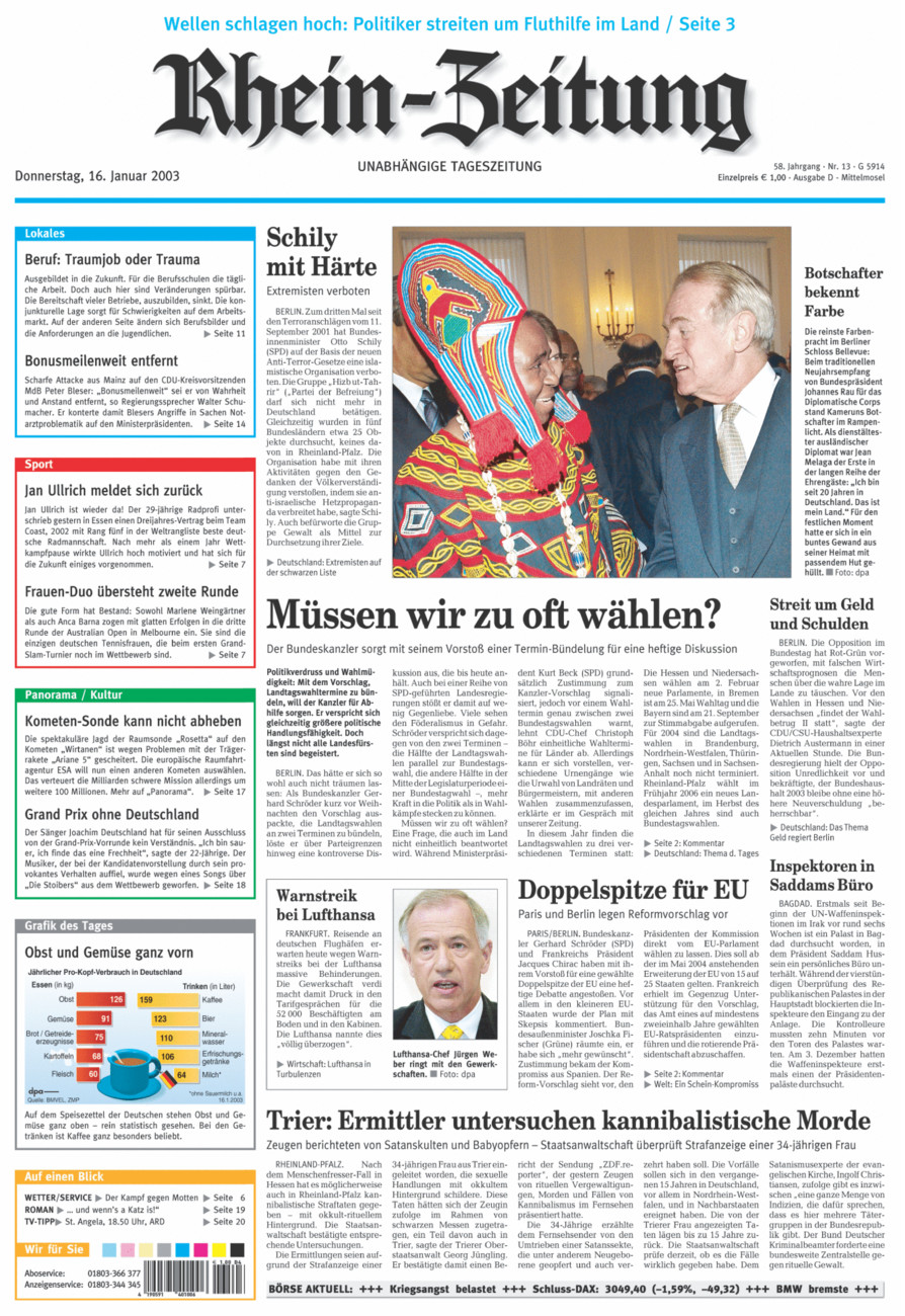 Rhein-Zeitung Kreis Cochem-Zell vom Donnerstag, 16.01.2003