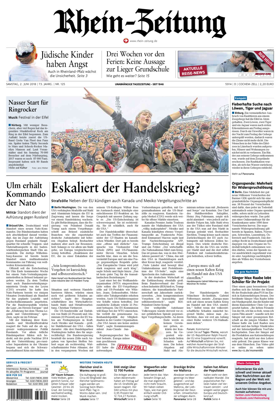 Rhein-Zeitung Kreis Cochem-Zell vom Samstag, 02.06.2018