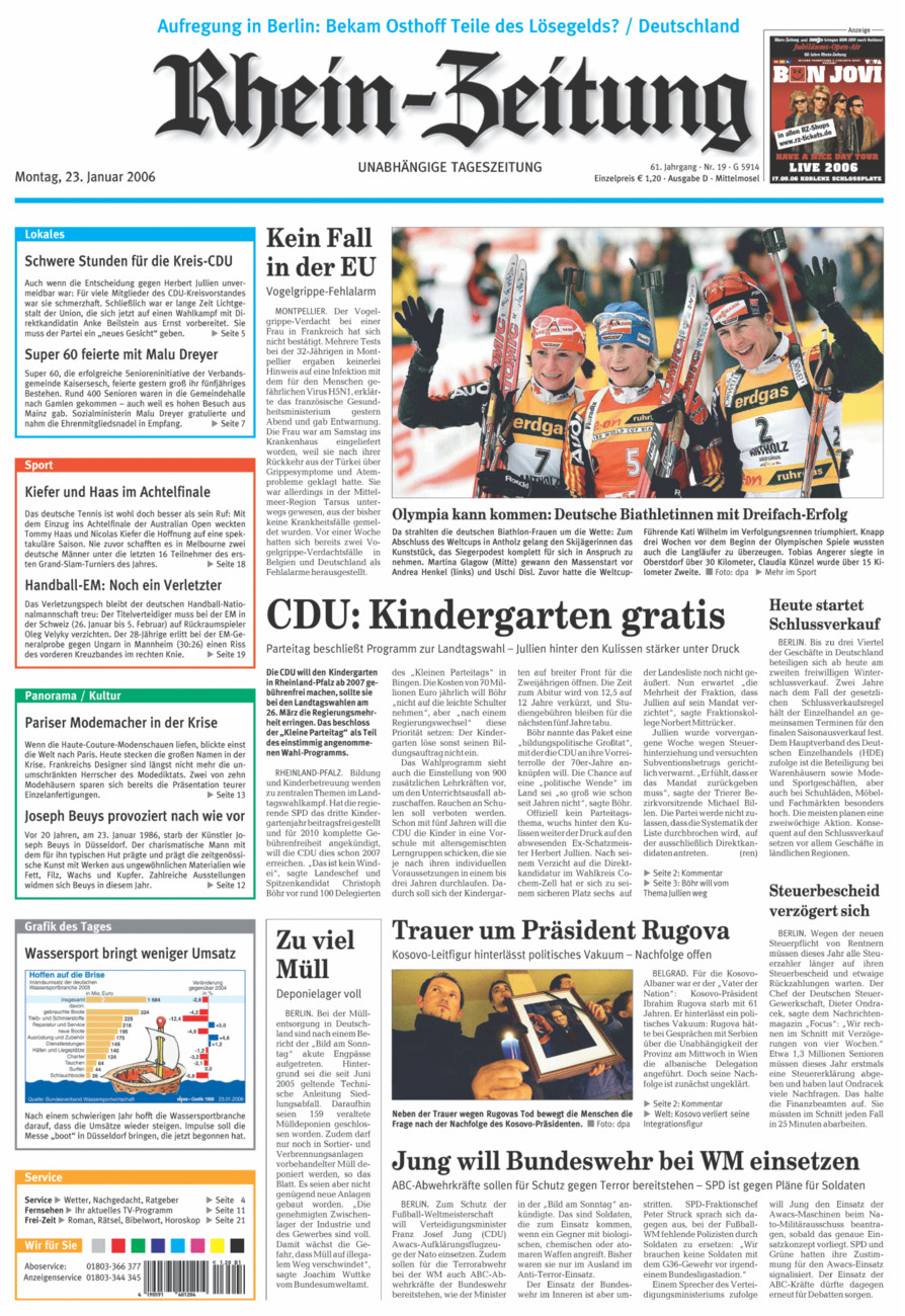 Rhein-Zeitung Kreis Cochem-Zell vom Montag, 23.01.2006