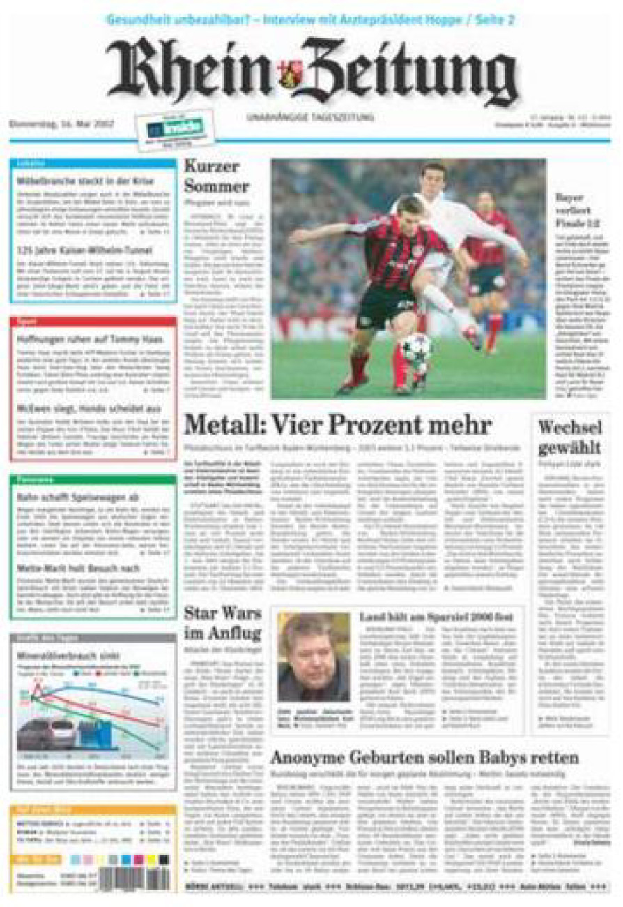 Rhein-Zeitung Kreis Cochem-Zell vom Donnerstag, 16.05.2002