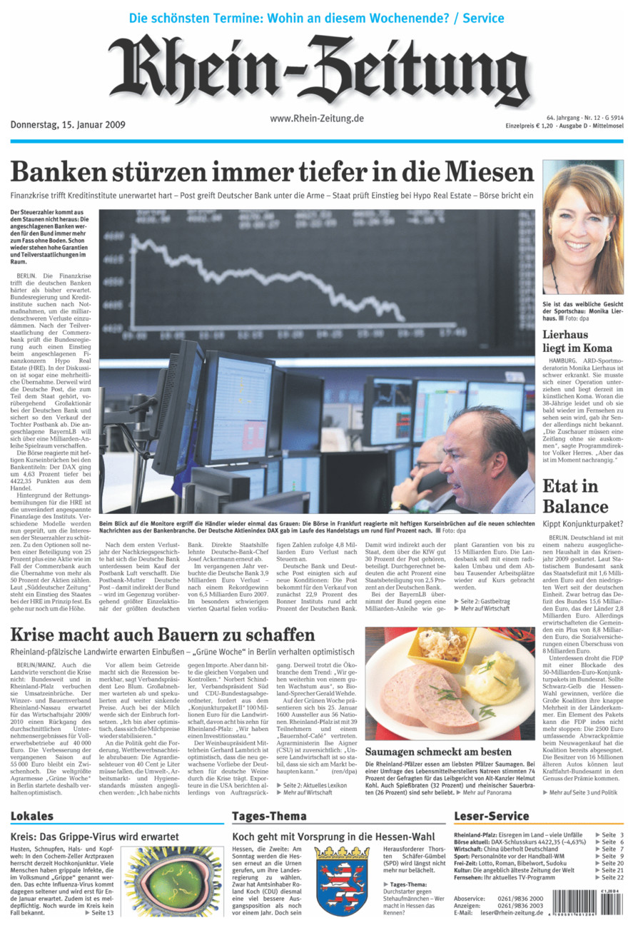 Rhein-Zeitung Kreis Cochem-Zell vom Donnerstag, 15.01.2009