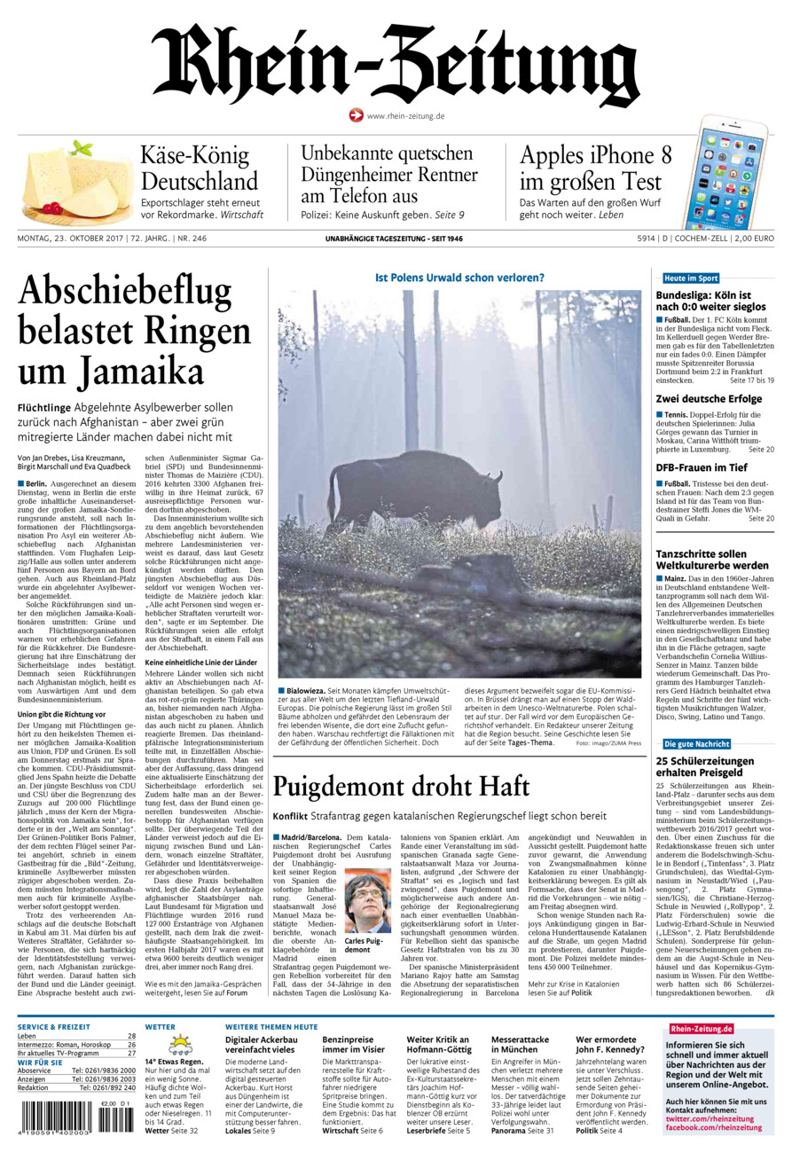 Rhein-Zeitung Kreis Cochem-Zell vom Montag, 23.10.2017