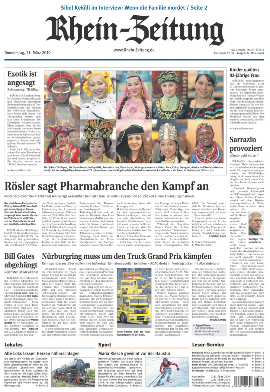 Rhein-Zeitung Kreis Cochem-Zell vom Donnerstag, 11.03.2010