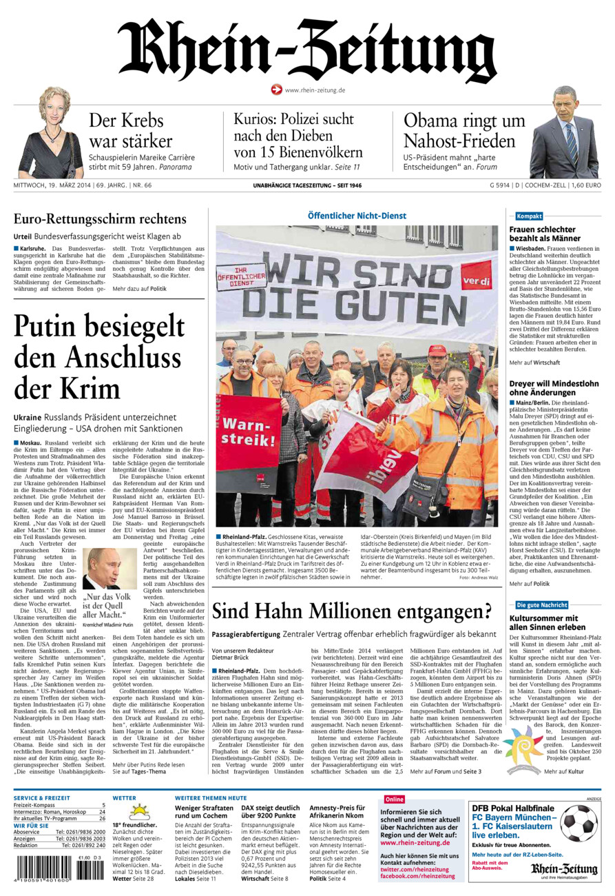 Rhein-Zeitung Kreis Cochem-Zell vom Mittwoch, 19.03.2014