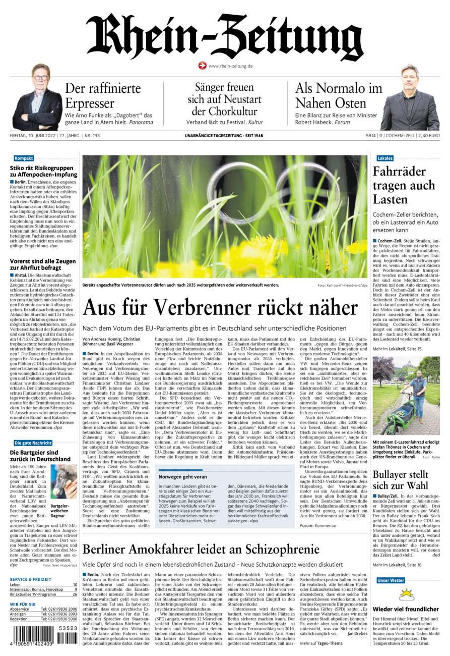 Rhein-Zeitung Kreis Cochem-Zell vom Freitag, 10.06.2022