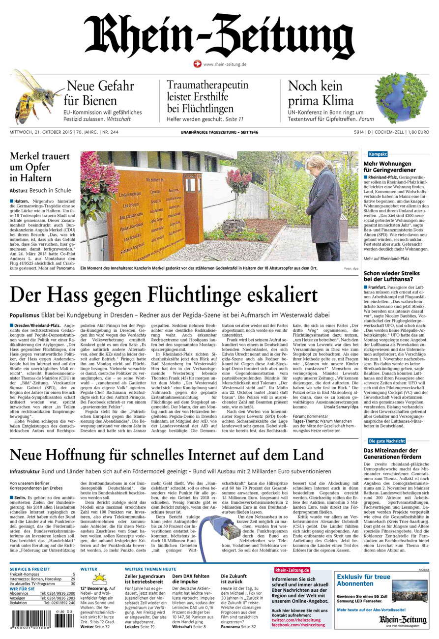 Rhein-Zeitung Kreis Cochem-Zell vom Mittwoch, 21.10.2015