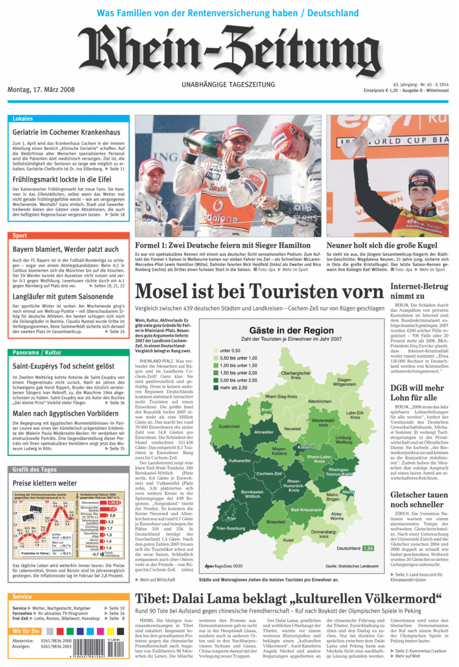 Rhein-Zeitung Kreis Cochem-Zell vom Montag, 17.03.2008