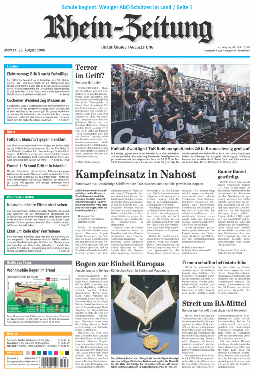 Rhein-Zeitung Kreis Cochem-Zell vom Montag, 28.08.2006