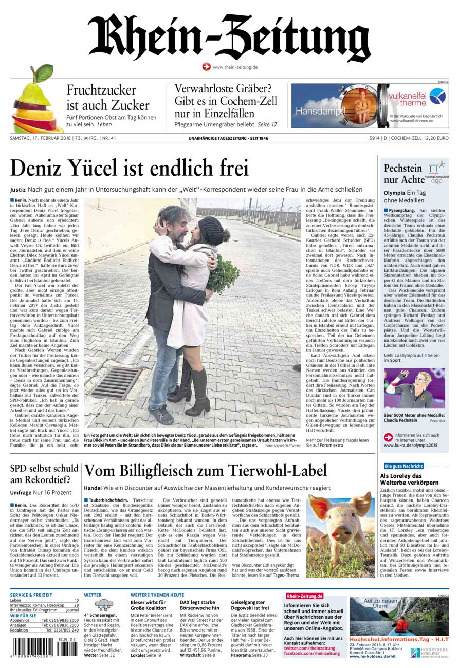 Rhein-Zeitung Kreis Cochem-Zell vom Samstag, 17.02.2018